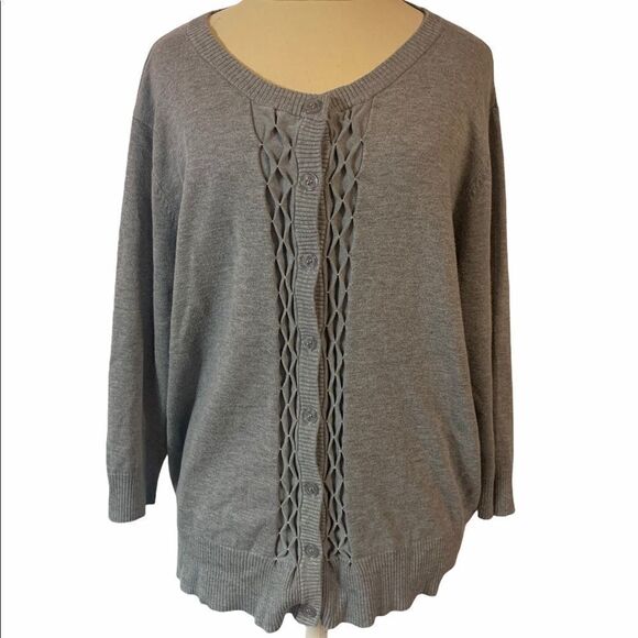 Women’s Gray Button Up Sweater - Picture 1 of 10